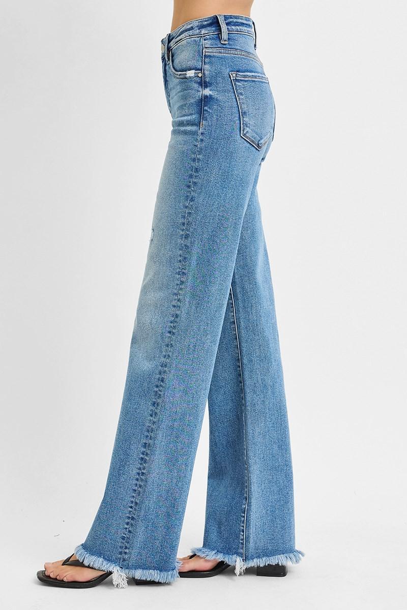 RISEN PS21108 TUMMY CONTROL HIGH RISE LONG STRAIGHT JEANS MEDIUM WASH