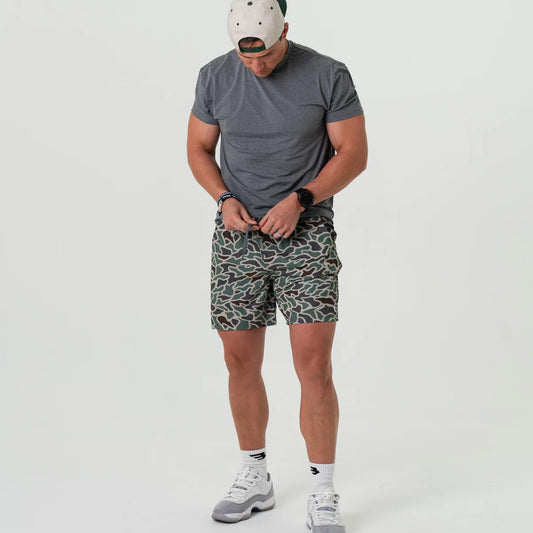 Burlebo - Athletic Short - Retro Duck Camo - Grey Liner 7"