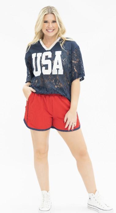 Grace & Emma Navy Lace USA Jersey