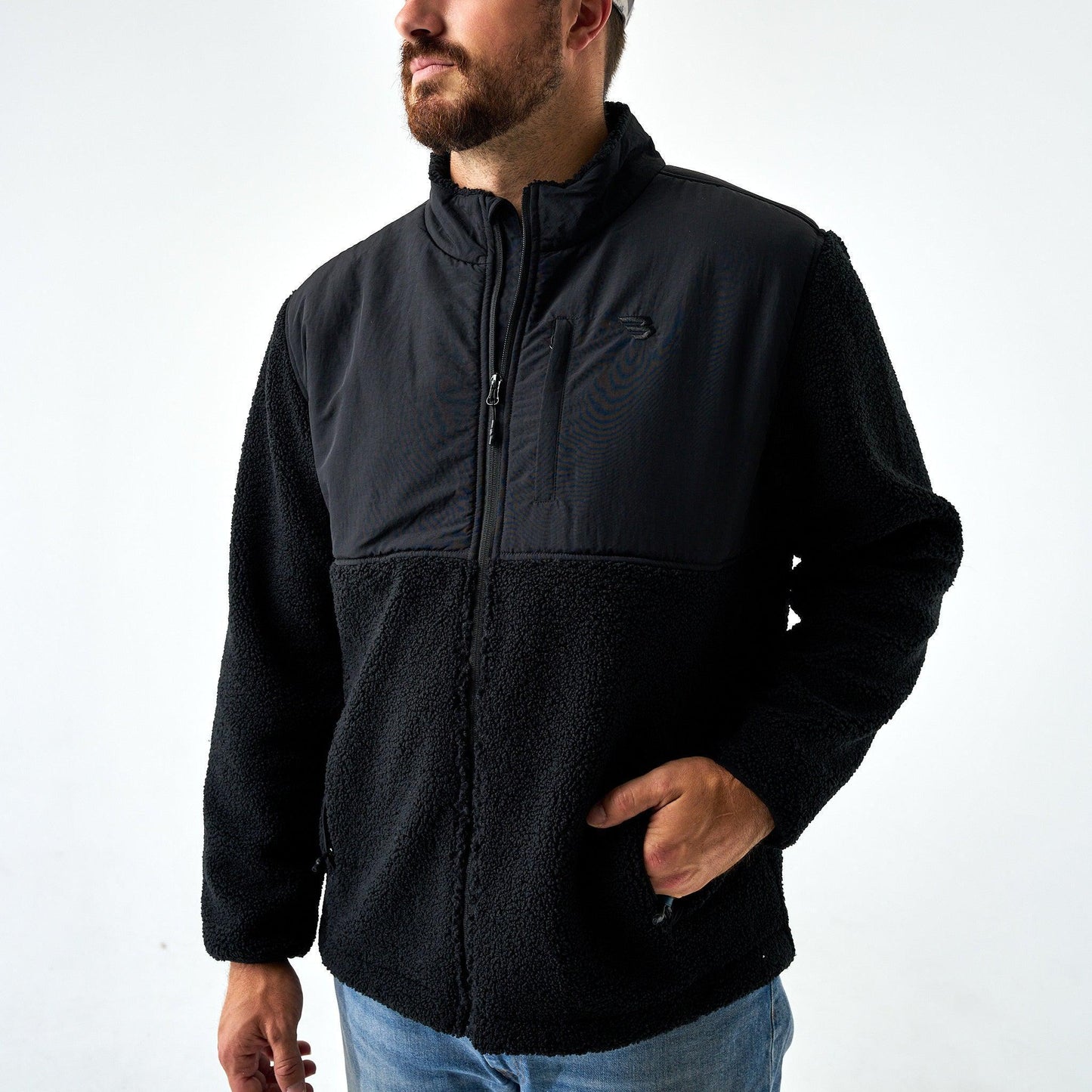 BURLEBO SHERPA FULL ZIP BLACK