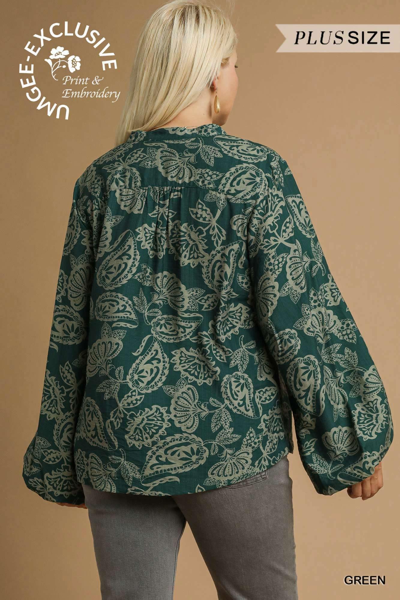 UMGEE Two Tone Abstract Print Blouse