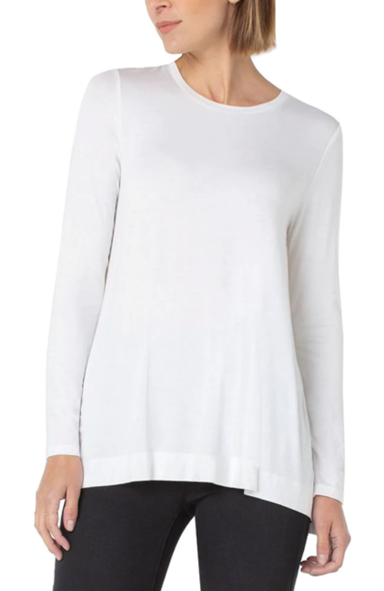 L/S Scoop Neck Modal Top - Liverpool - Snow White