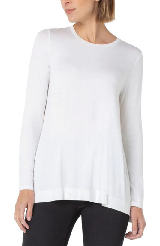 L/S Scoop Neck Modal Top - Liverpool - Snow White