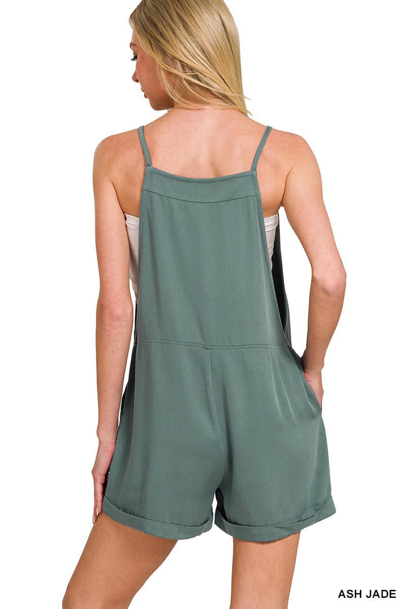 ZENANA DP-1449Y RAYON WOVEN ROMPER WITH TIE KNOT STRAP