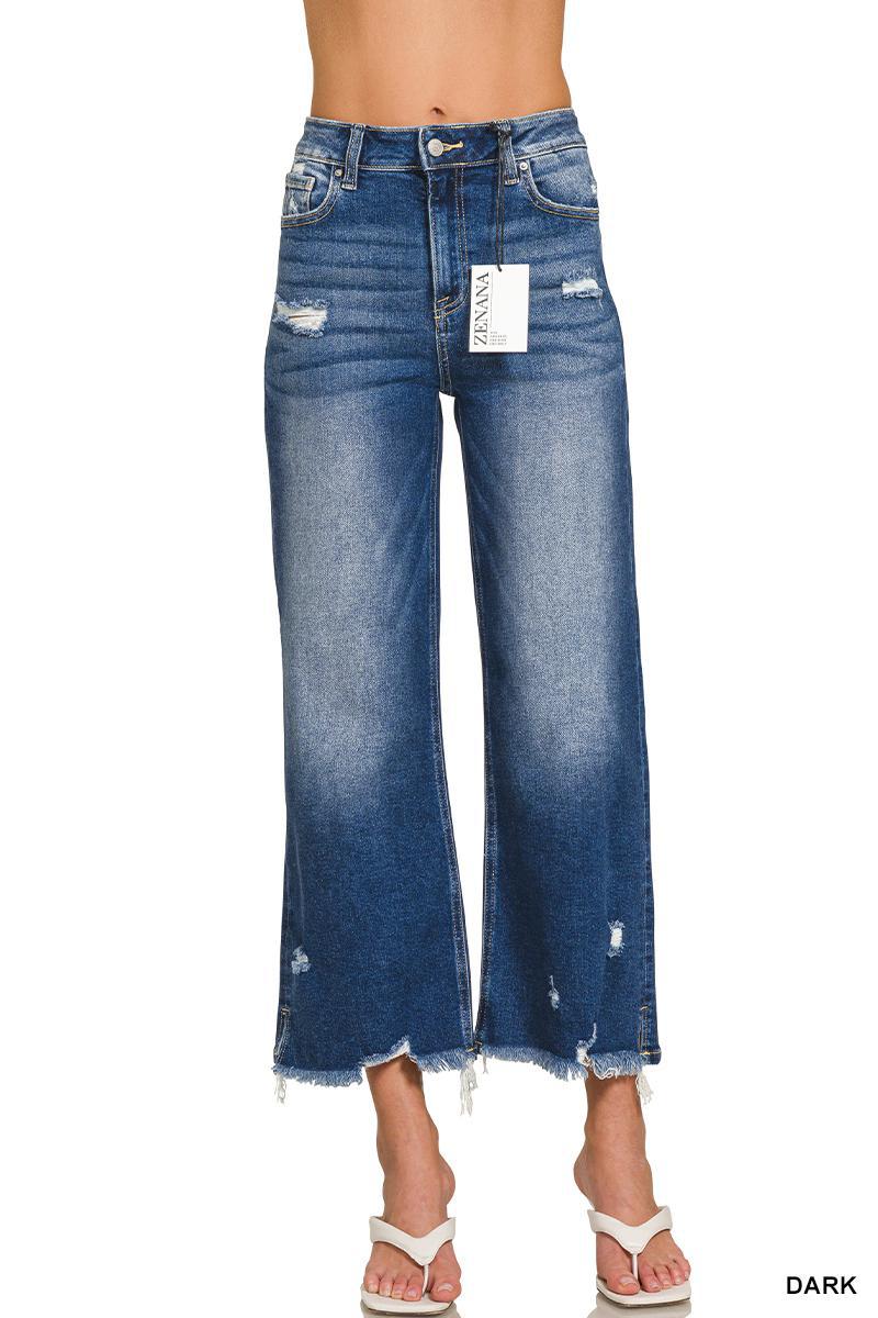 Zenana DTP-9581DD Distressed Raw Hem Denim