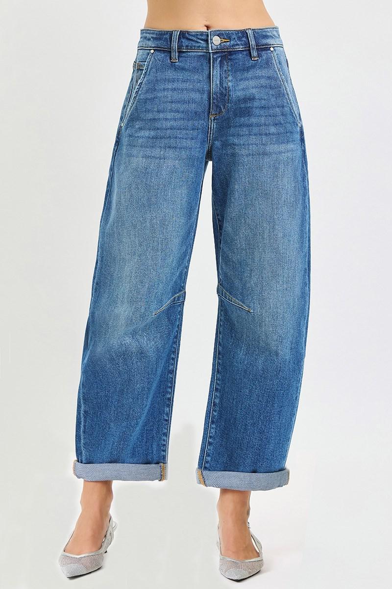 Risen SLOUCHY CROPPED BARREL JEANS WITH CUFFED HEM PGC21433
