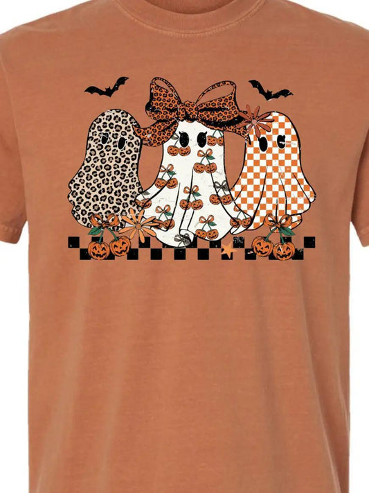 Crew Neck Leopard Pumpkin Ghost Comfort Color Tee