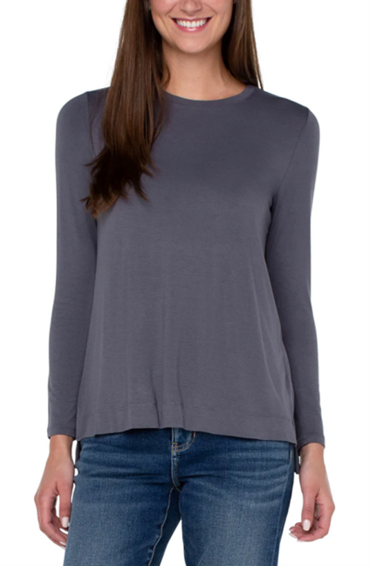 L/S Scoop Neck Tee - Liverpool-  Sharkskin Gray