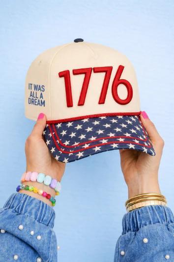 Grace & Emma "1776" ON Tan Cap with Patch Work