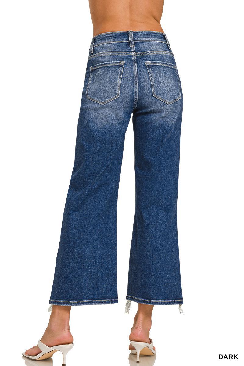 Zenana DTP-9581DD Distressed Raw Hem Denim