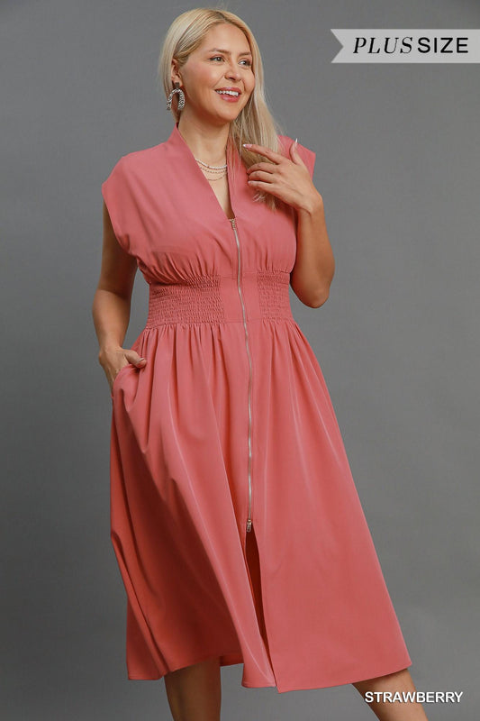 Umgee WC4339 Sleeveless Two-Way Zipper Dress