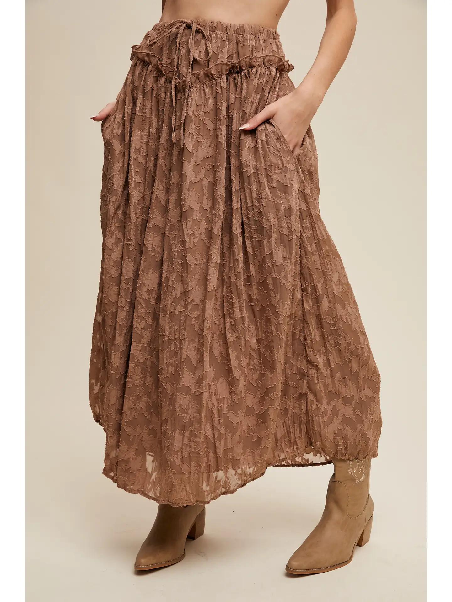 Floral Textured Maxi Skirt