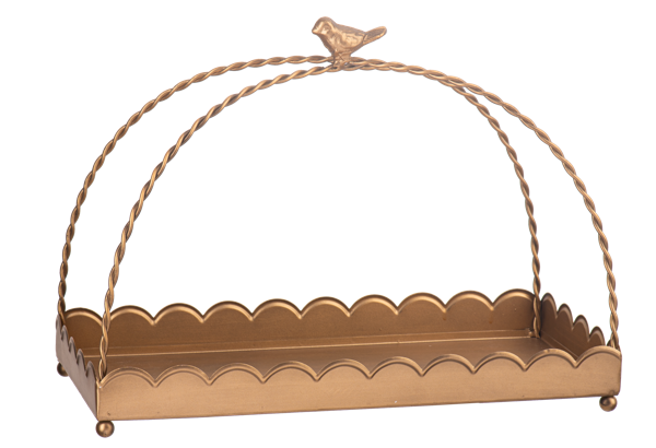 Antique Gold Scallop Tray with Bird Handle