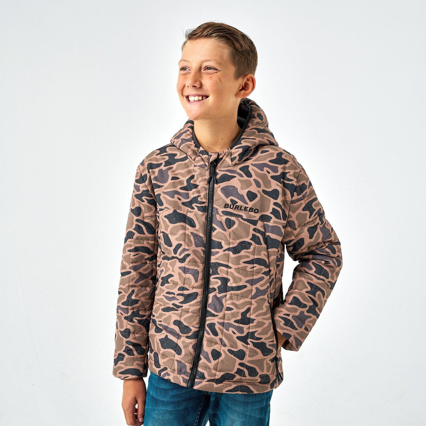BURLEBO GAUGE CAMO YOUTH PUFFER JACKET