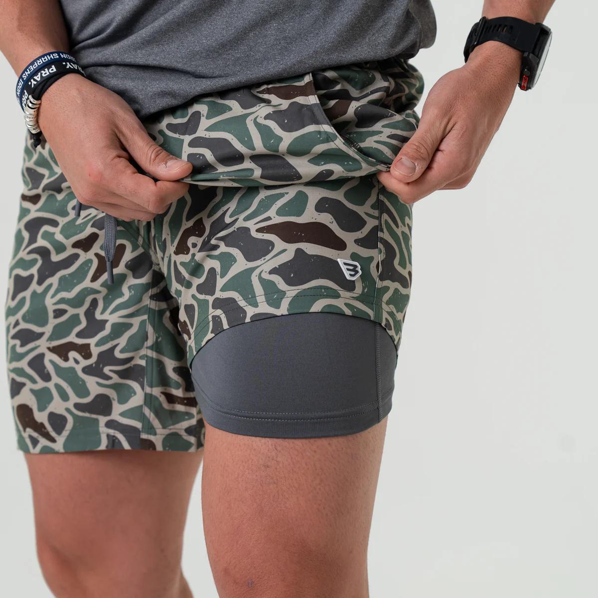 Burlebo - Athletic Short - Retro Duck Camo - Grey Liner 7"