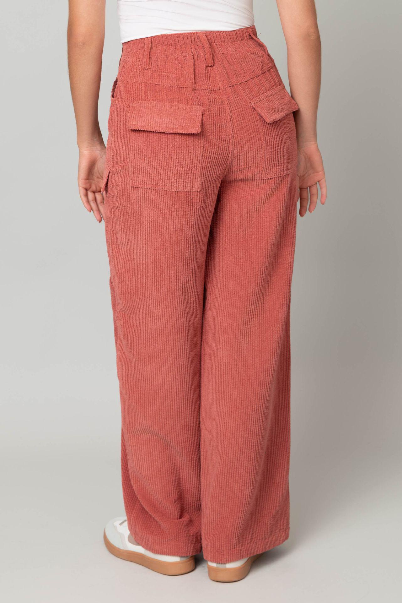 Corduroy Wide Leg Pant w/ Elastic Back Waistband