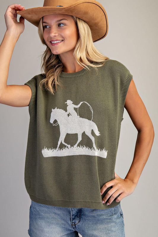 ee:some Western Graphic Cap Sleeve Sweater ✨