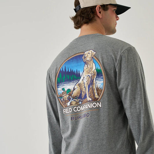 BURLEBO Long Sleeve Tee - Field Companion - Dark Heather Grey