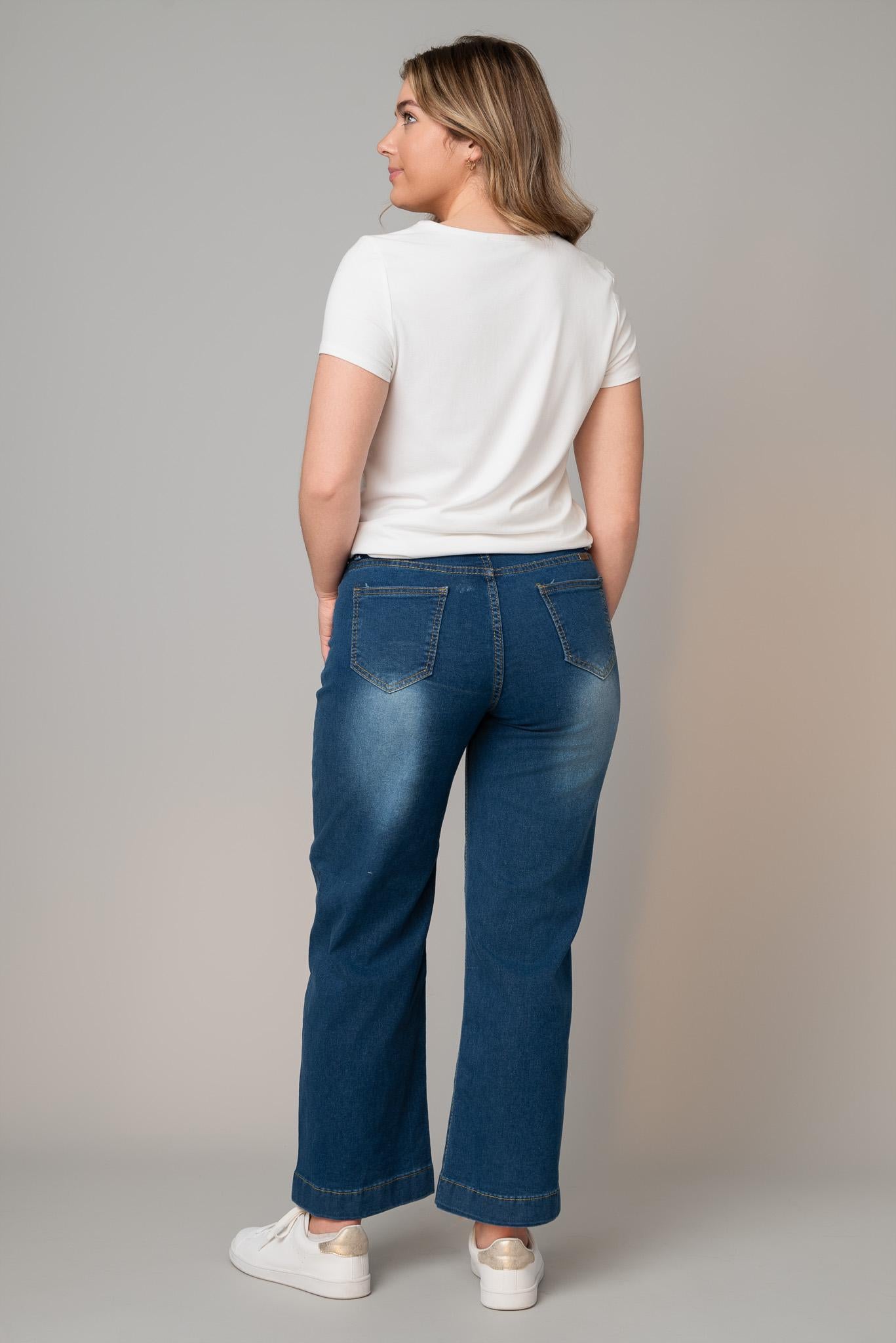 Stretch Denim Wide Leg Jean