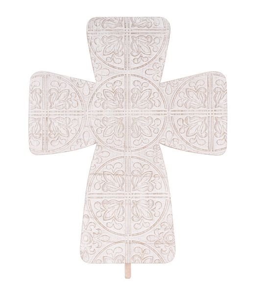Embossed White Cross Topper