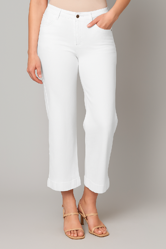 Cropped Wide Leg Jean White