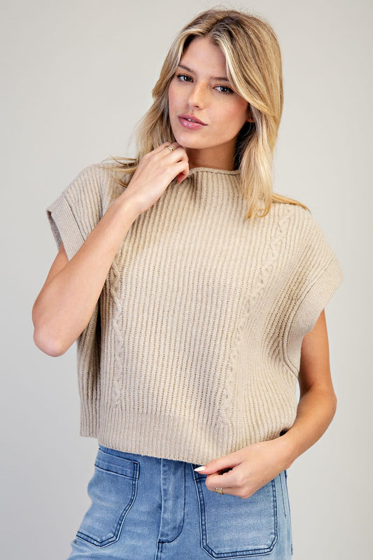ee:some Mock Neck Sleeveless Cropped Sweater
