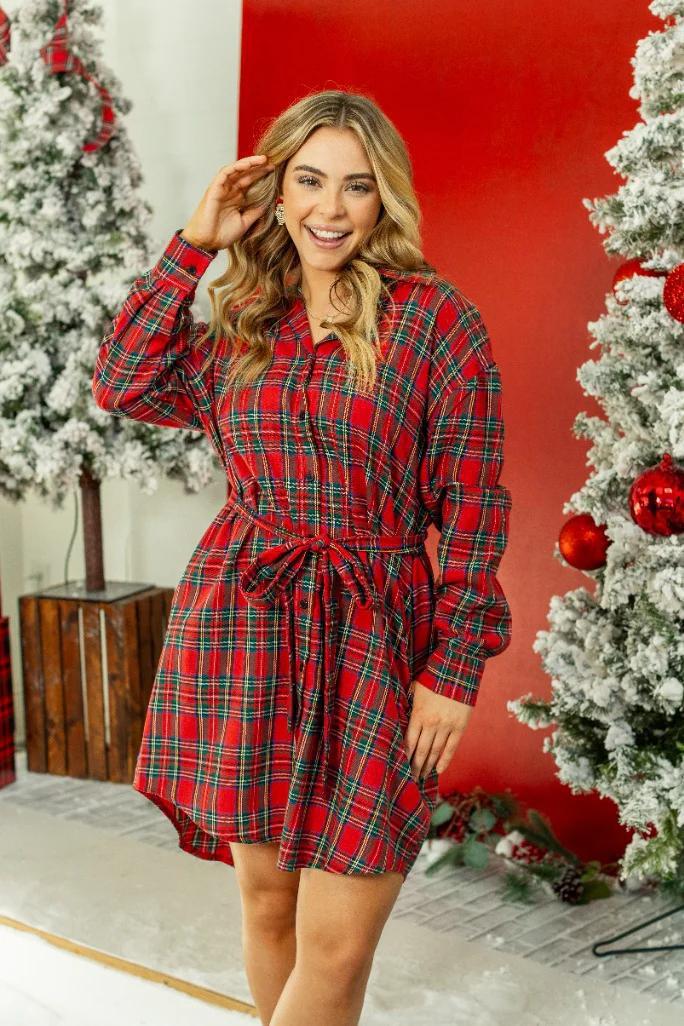 G&E FLANNEL DRESS, RED OR GREEN