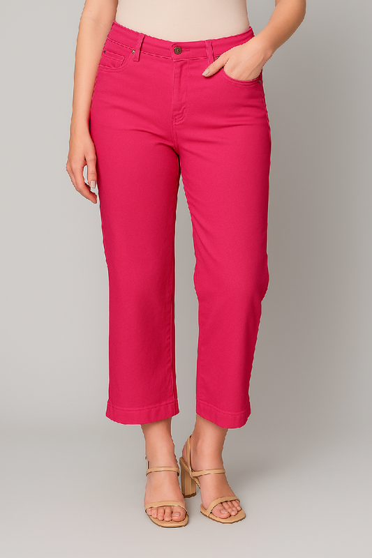 Cropped Wide Leg Jean Vivid Berry