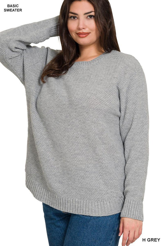 ZENANA TW-2241X5 PLUS  Round Neck Basic Sweater