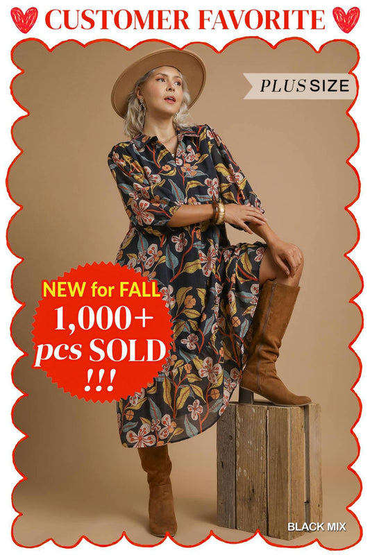 UMGEE Mix Floral Tiered Midi Dress