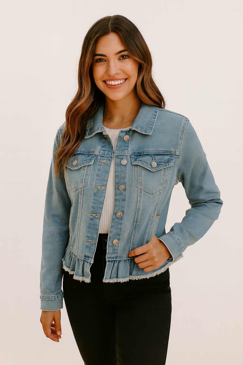 Peplum Hem Denim Jacket