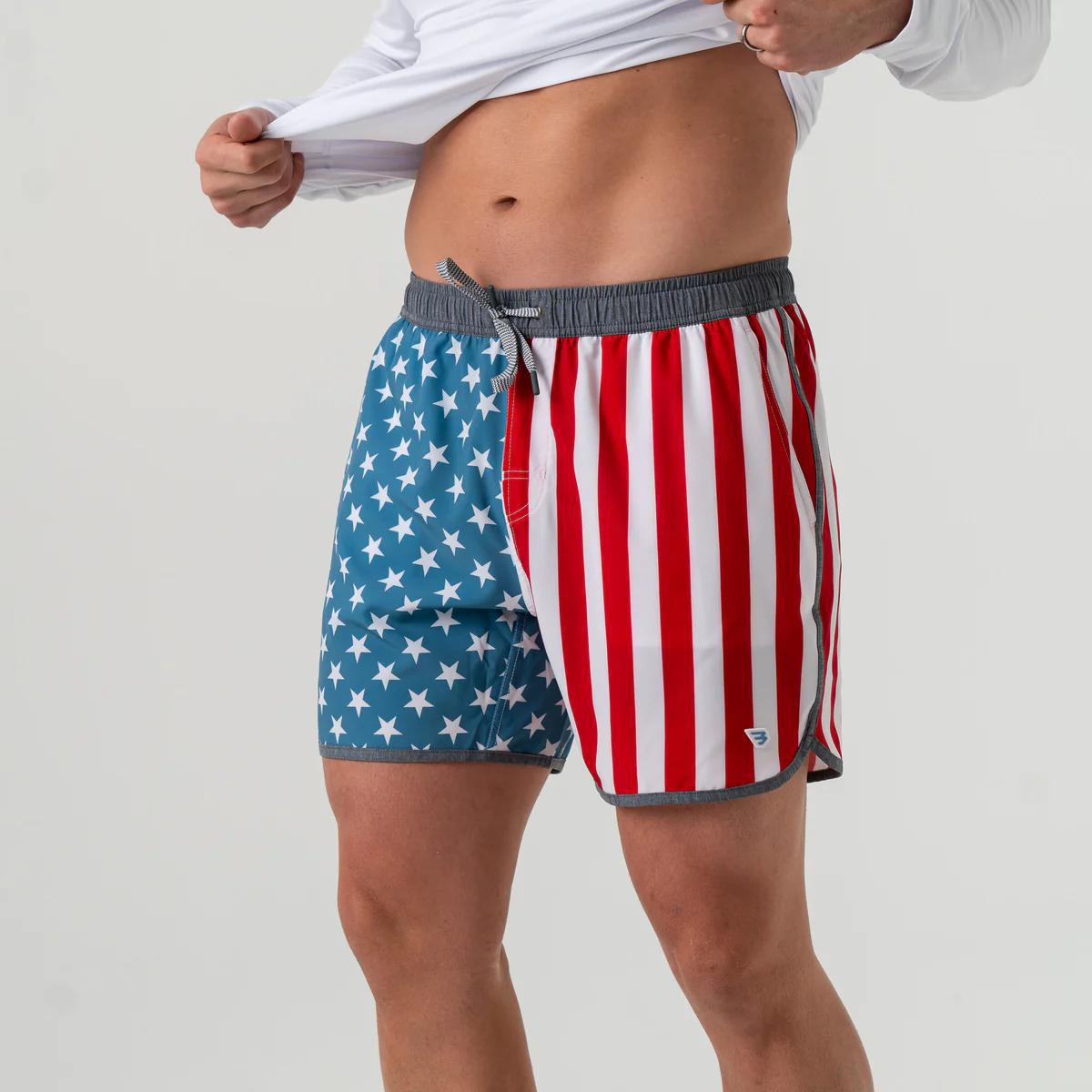 BURLEBO Throwback USA Swim Trunks
