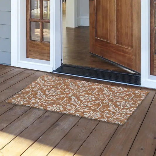 Elegant Floral Pattern Coir Doormat 18 x 30