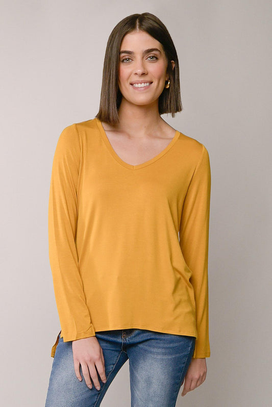 L/S V-Neck Hi-lo Top