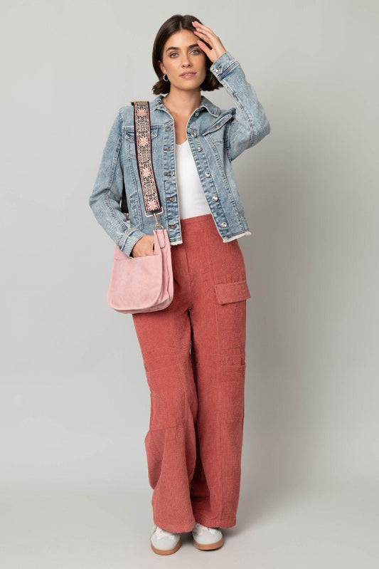 Corduroy Wide Leg Pant w/ Elastic Back Waistband