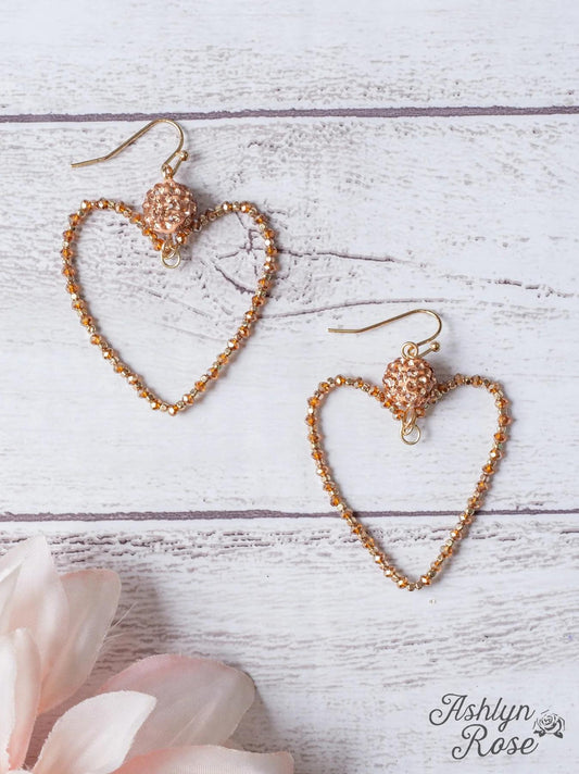 SAY THAT YOU LOVE ME PEACH HEART SHAPE HOOPS