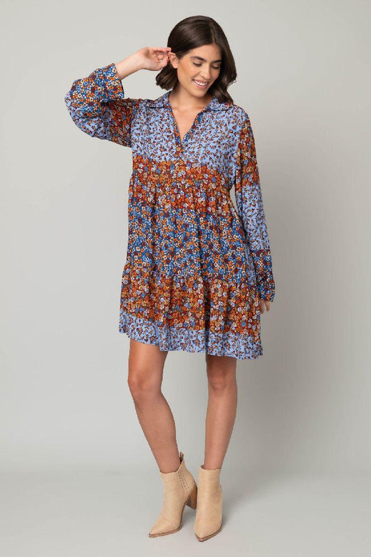 Ditsy Johnny Collar Babydoll Dress