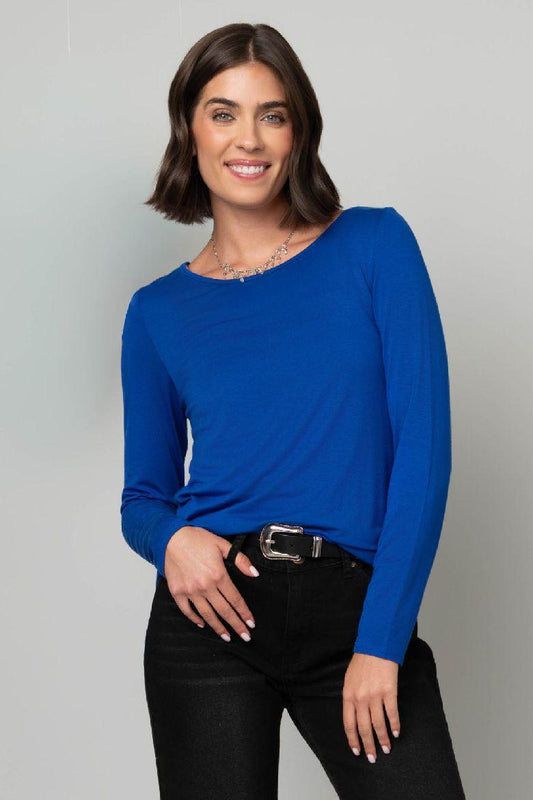 L/S Scoop Neck Tee - Angel Fish Blue