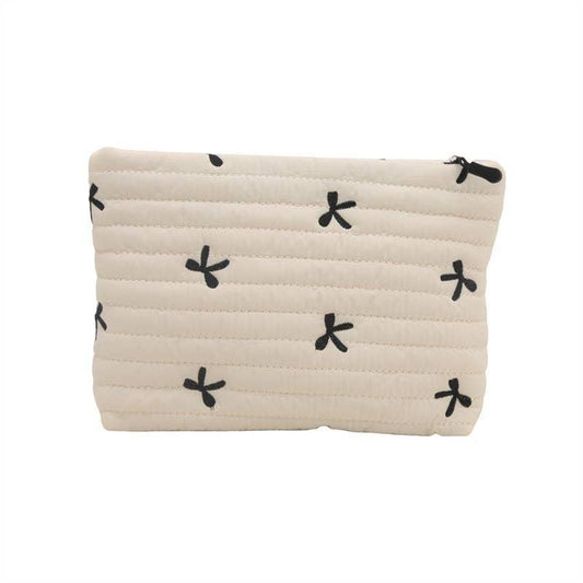 QUILTED PUFFY COSMETIC MAKEUP POUCH CLUTCH BAG