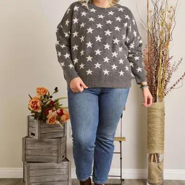 PLUS SIZE STAR SWEATER TOP CESW2417AX
