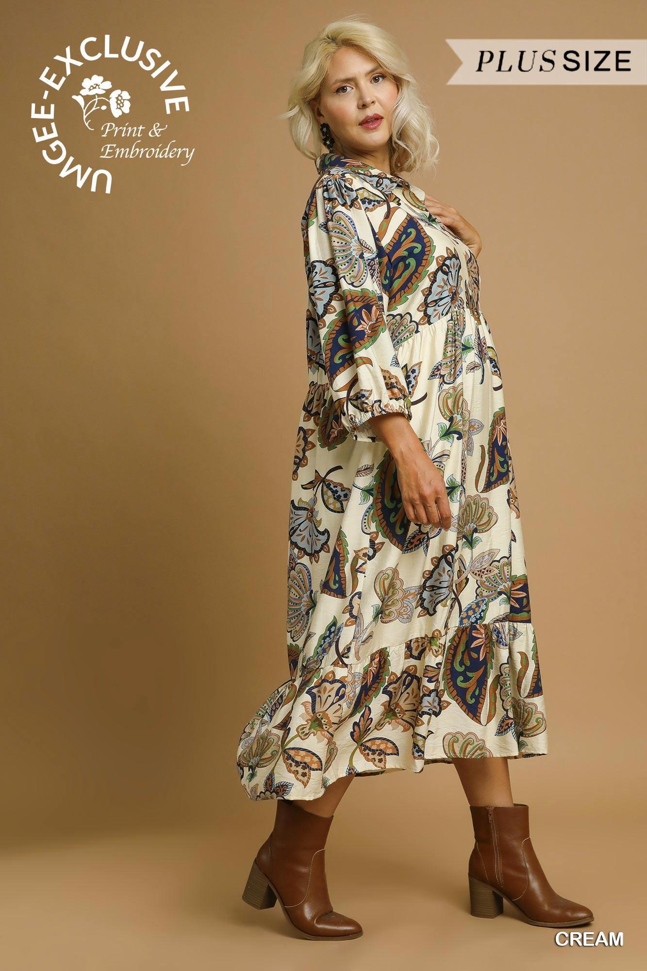 Boho Paisley Tiered Midi Dress - Umgee