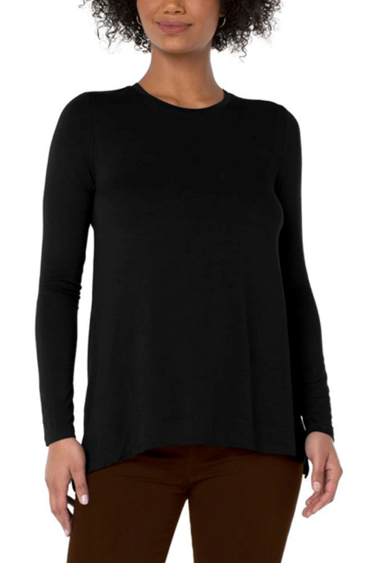 L/S Scoop Neck Modal Top - Liverpool- Black