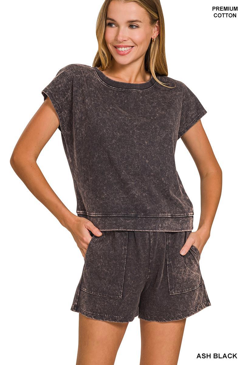 Zenana CTCPW-3441Y Premium Cotton Washed Sleeveless Set ASH BLACK