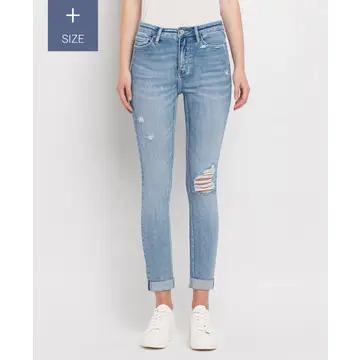 PLUS SIZE HIGH RISE CUFFED SKINNY