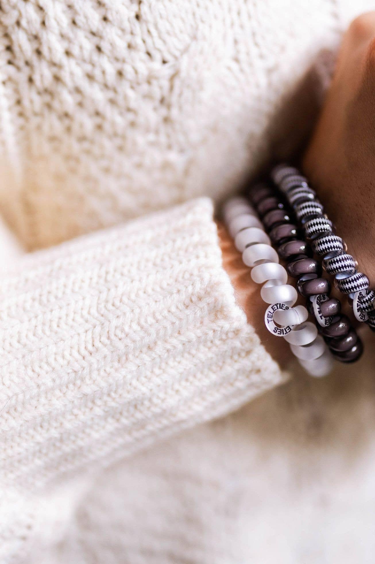 TELETIES Spiral Hair Coils | Large | Silver Flames Hair Ties