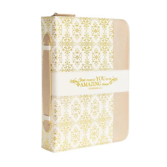 Divine Details: Bible Cover Cream and Gold Amazing You