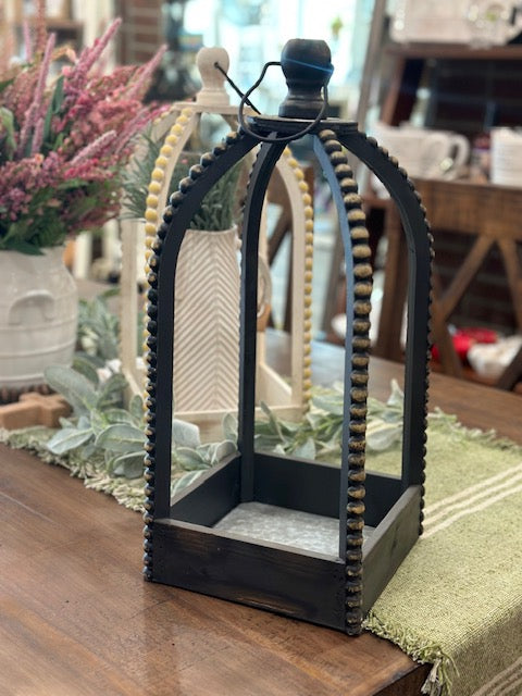 Beaded Lantern with Metal Hanger
