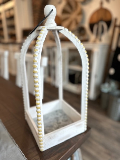 Beaded Lantern with Metal Hanger